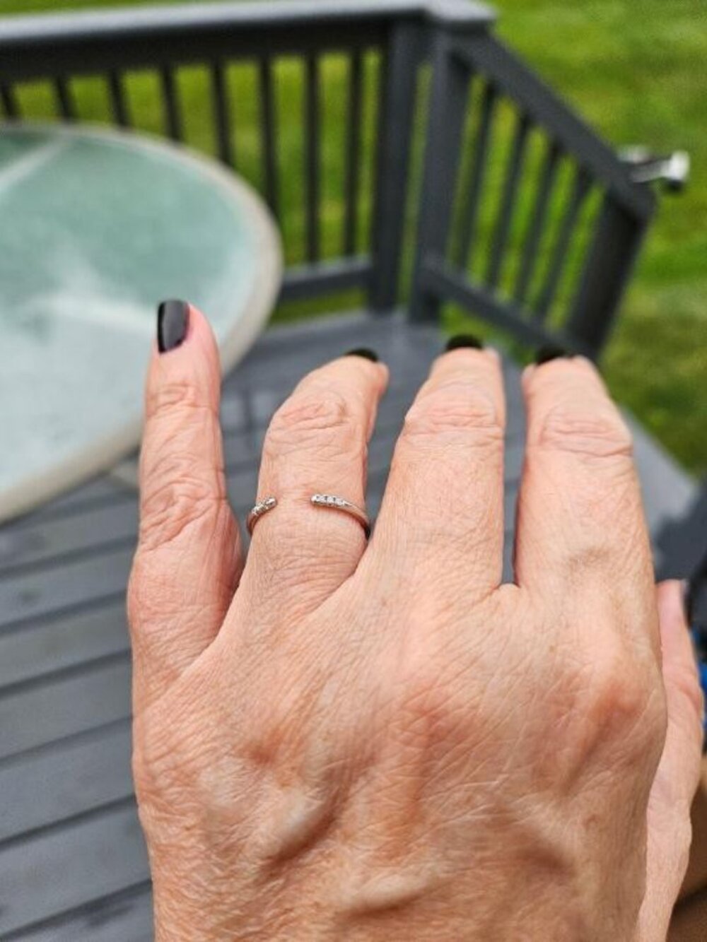 Silver Open Slim Stackable Ring - Picture 8 of 8